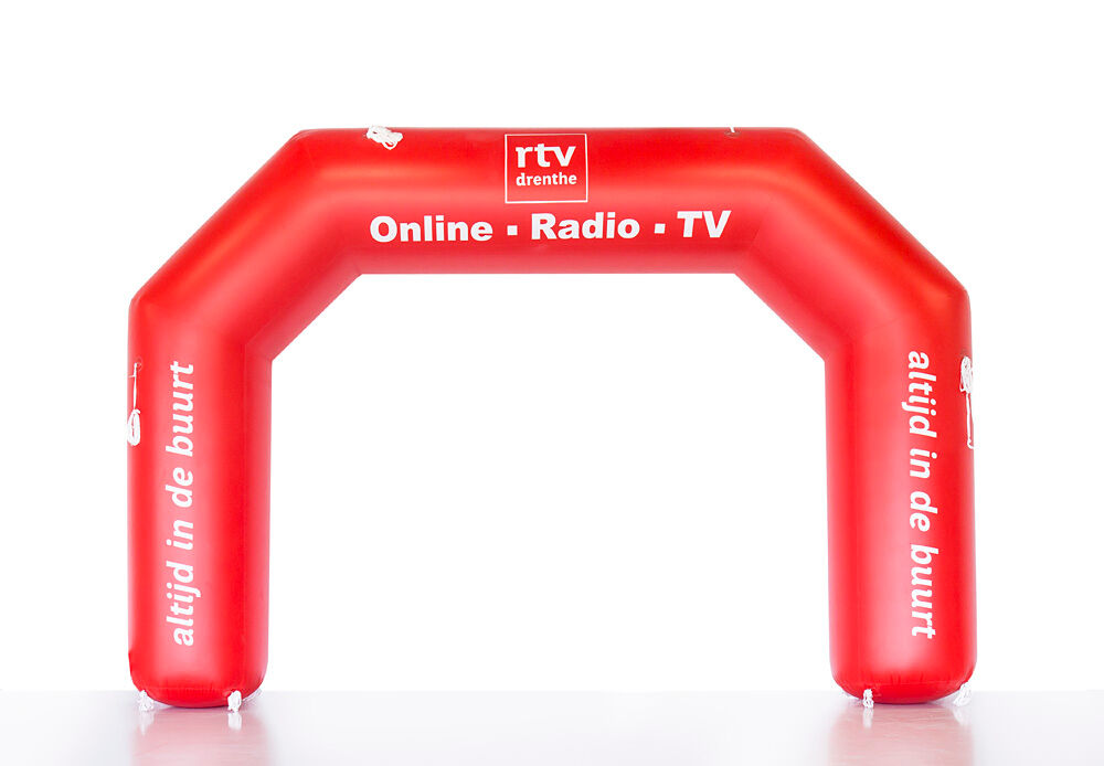 Zamów niestandardowy początek i koniec rtv-drenthe arch na imprezy sportowe lub promocje w JB Dmuchańce Polska; specjalista od nadmuchiwanych start-meta reklamowych